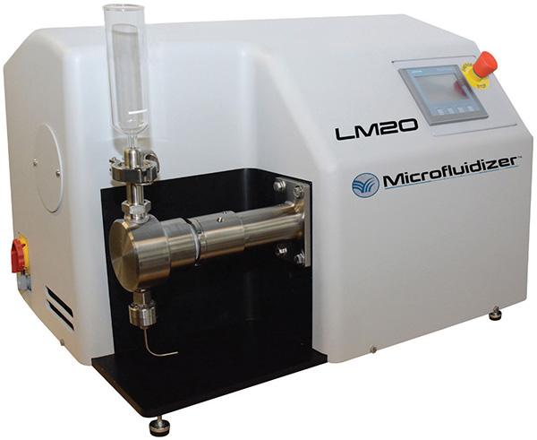 The LM20 Microfluidizer High Shear Fluid Processor