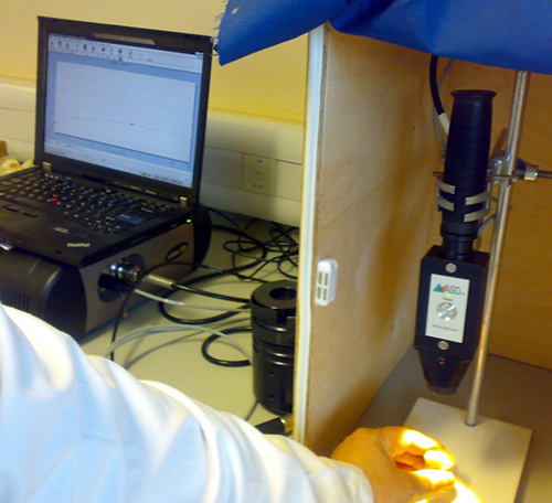 The LabSpec 4 portable Vis-NIR spectrometer in use at Cranfield University