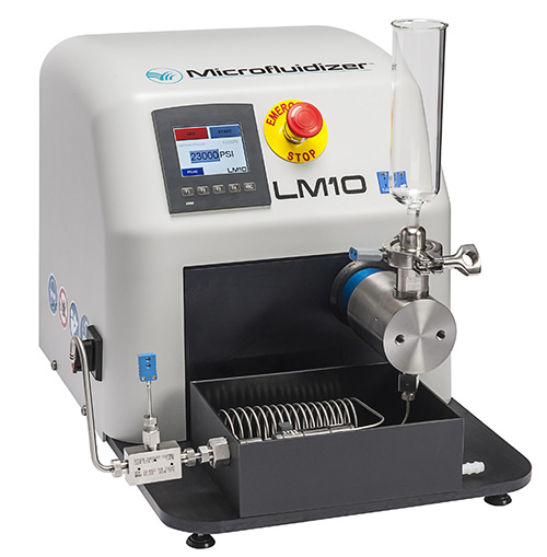 The LM10 Microfluidizer® high pressure lab homogeniser