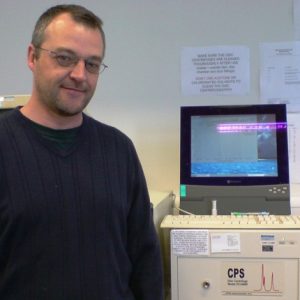 Professor Steve Armes from the University of Sheffield with his CPS Disc Centrifuge system
