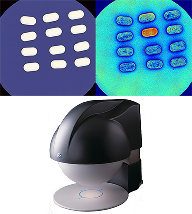 RGB and pseudo images showing the identification of increased active ingredient within the formulation of a single tablet